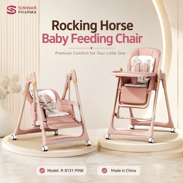 1model-8136 Rocking Horse Baby Feeding Chair – R-8131 Off White - Image 1